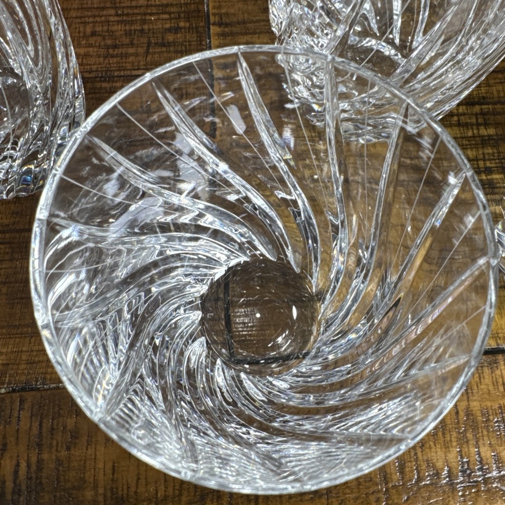 Set of 4 Retired MIKASA Swirl Cut Crystal Double Old Fashioned Glasses Germany - Picture 2 of 7